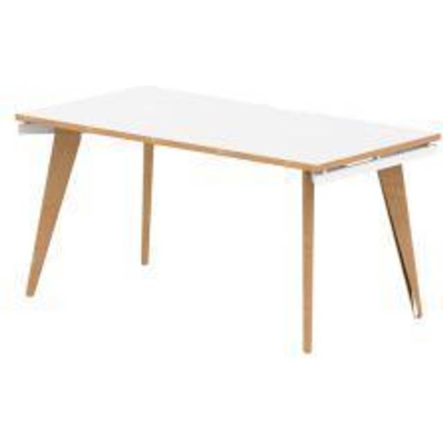 Oslo 1400mm Single Starter Desk White Top Wood Edge White Frame
