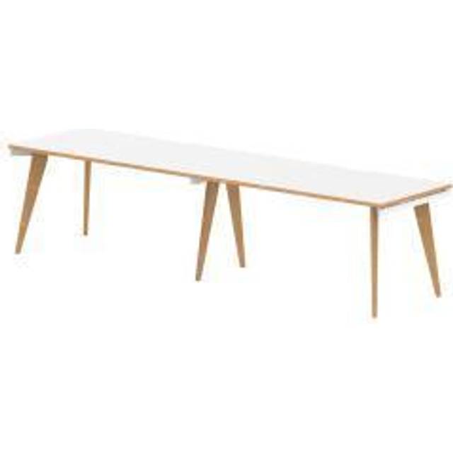Oslo 1400mm Single Row 2 Person Desk White Top Wood Edge White Frame
