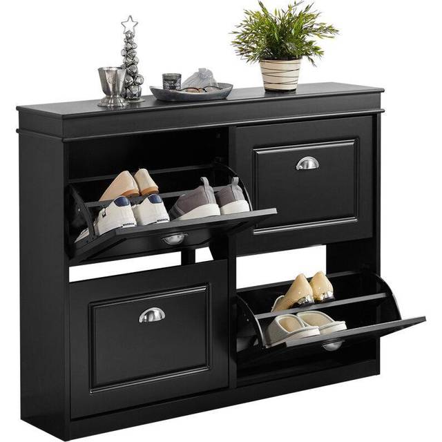 SoBuy FSR79-SCH, 4 Drawers Shoe Cabinet Shoe Rack Shoe Storage, Black