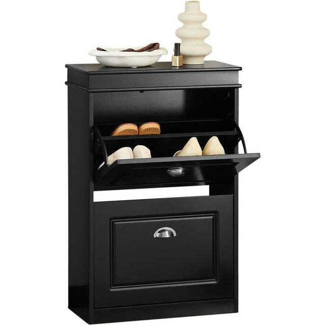 SoBuy FSR78-SCH, 2 Drawers Shoe Cabinet Shoe Rack , Black