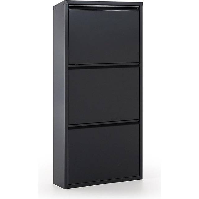 Ode shoe rack with 3 doors in dark grey, 50 x 103 cm - Black