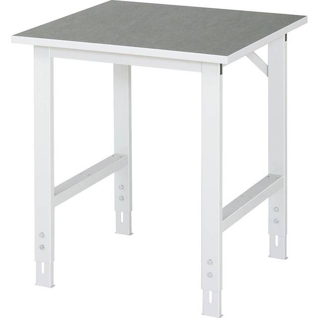 Arbeitstisch B750xT800xH760-1080mm, Arbeitsplatte Linoleum Gestell lichtgrau