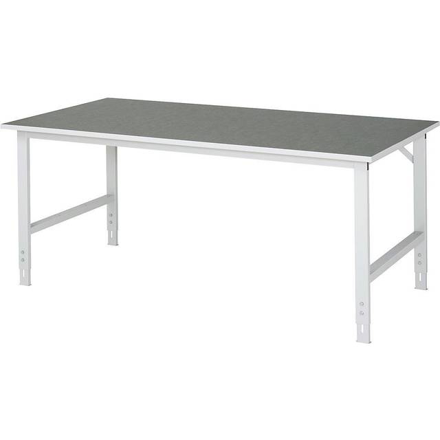 Arbeitstisch B2000xT1000xH760-1080mm, Arbeitsplatte Linoleum Gestell lichtgrau