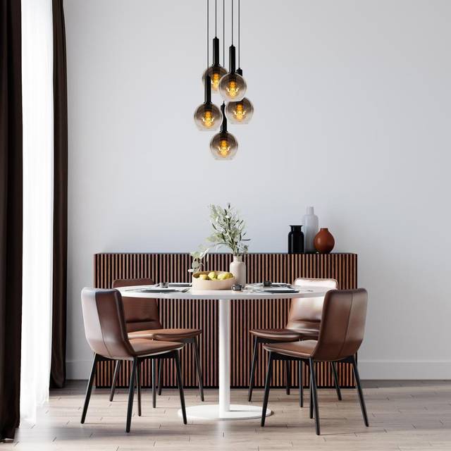 Lucide Marius Modern Cluster Pendant Light - 55Cm - 5Xe27 - Black, Black