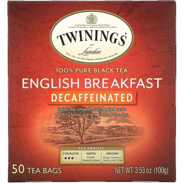 Twinings, English Breakfast, Pure Black Tea, Decaffeinated, 50 Tea Bags, 3.53 oz (100 g)