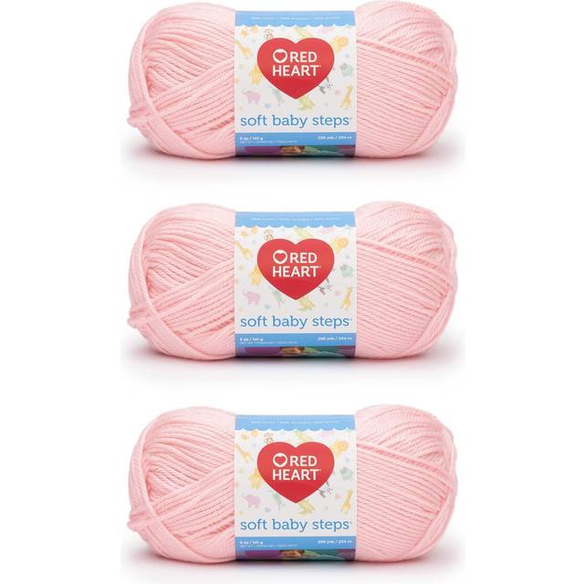 Red Heart Soft Baby Steps Baby Pink Yarn - 3 Pack of 141g/5oz - Acrylic - 4 Medium (Worsted) - 256 Yards - Knitting  Crocheting & Crafts