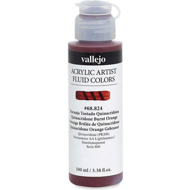 Vallejo : Fluid Artist Acrylic Paint : 100ml : Quinacridone Burnt Orange