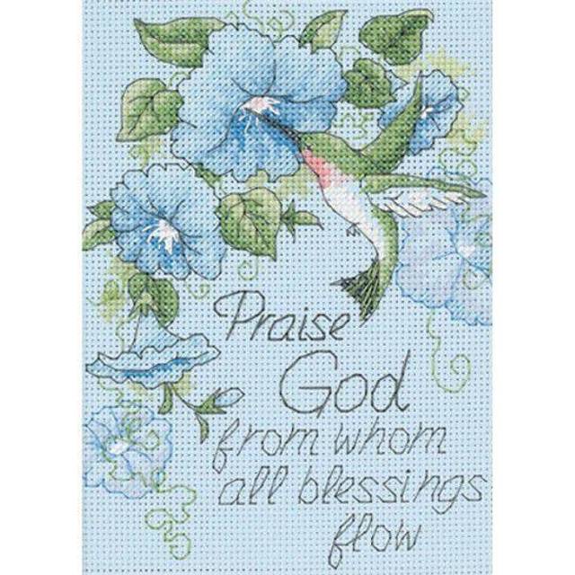 "Dimensions Counted Cross Stitch Kit 5""X7""-Hummingbird & Morning Glories (14 Count)"