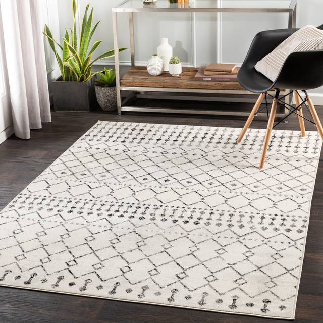 LEONOR Berber Geometric Area Rug - Grey - 150cm x 210cm