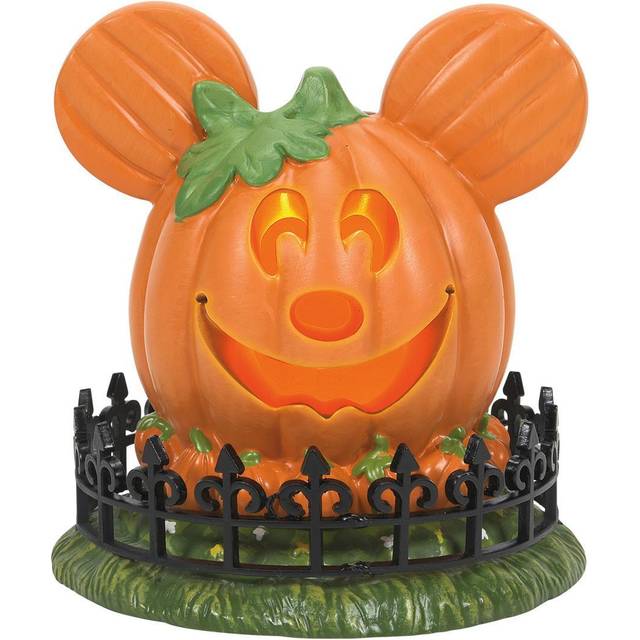 Department 56 Disney Village Halloween Accessories Pumpkintown Mickey Mouse Town Center Lit Figurine  4 Inch  Multicolor