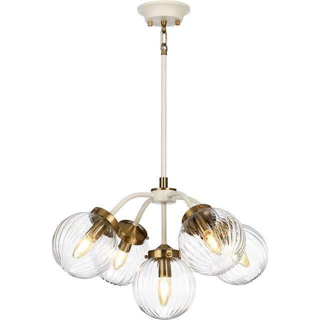 Elstead Cosmos Retro 5 Light Pendant Globe Glass Shades
