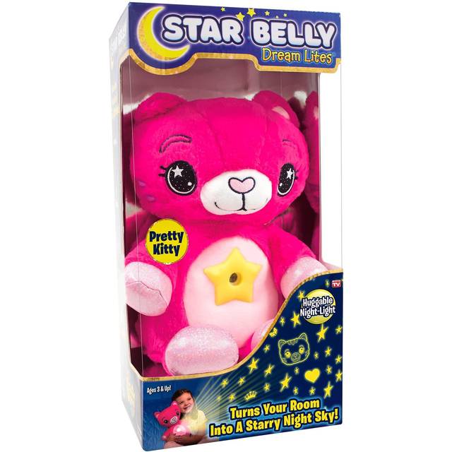 Ontel Star Belly Dream Lites  Stuffed Animal Night Light  3 years and up  Pretty Pink Kitty - Projects Glowing Stars & Shapes in 6 Gentle Colors  As S