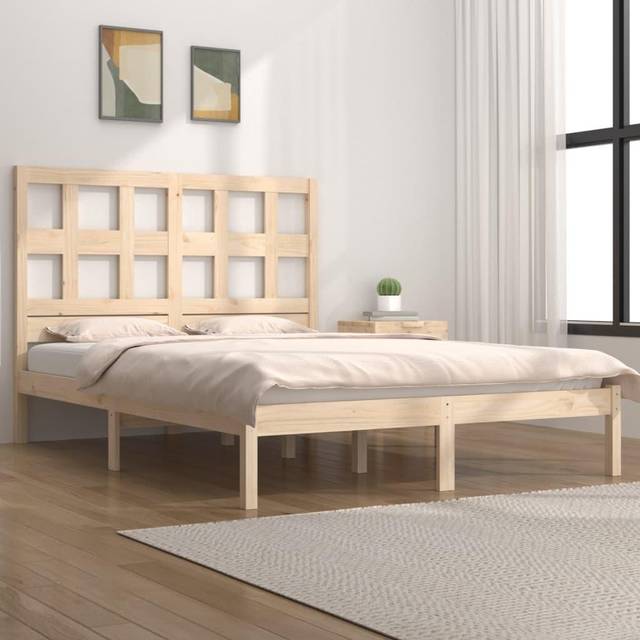 (brown, 200 x 200 cm) vidaXL Bed Frame Bed Base Bedstead Bedroom Mattress Foundation Solid Wood Pine