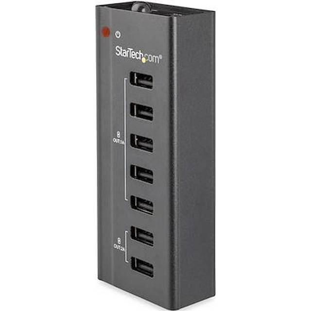 StarTech.com 7-portars USB-laddningsstation med 5x 1A-portar och 2x 2A-portar – fristående USB-laddningsremsa för flera enheter (ST7C51224EU)