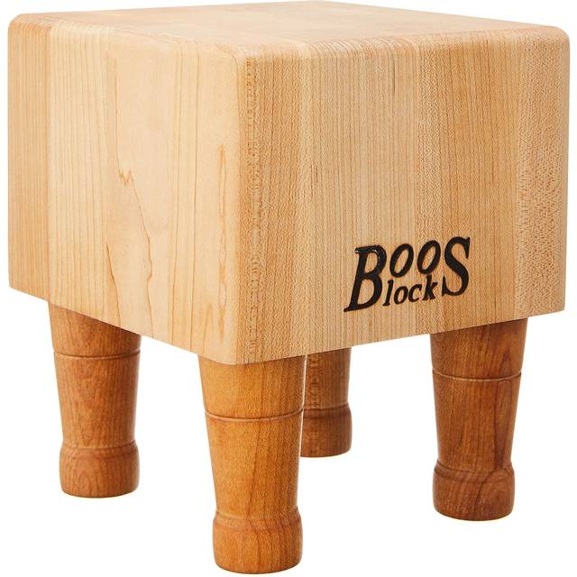 "John Boos Boos Block MC Series Square Wood Cutting Board with Feet  4-Inch Thickness  6"""""""" x 6"""""""" x 4""""""""  Maple"