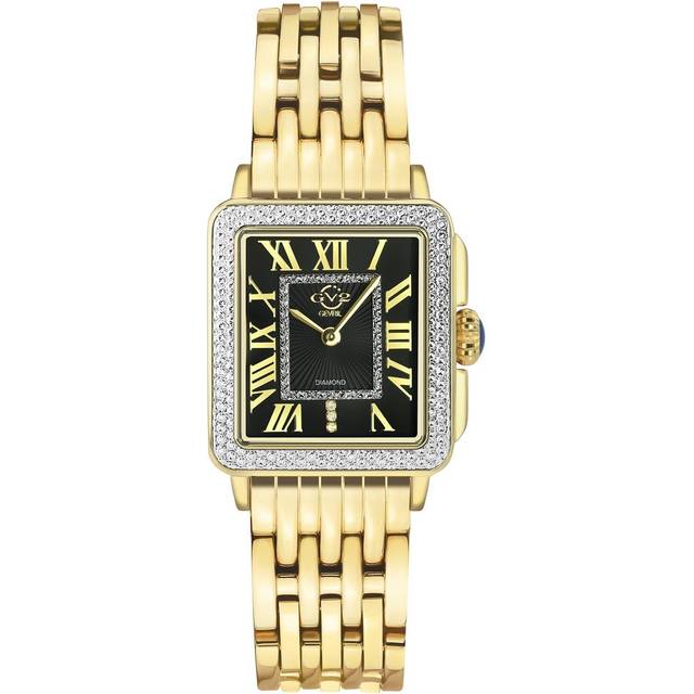 Womens Padova Swiss Quartz Diamonds Black Dial Yellow Gold Watch - Metallics - One Size