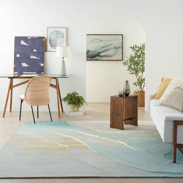 Nourison Prismatic PRS27 Seafoam Rug - Grey - 175cm x 114cm