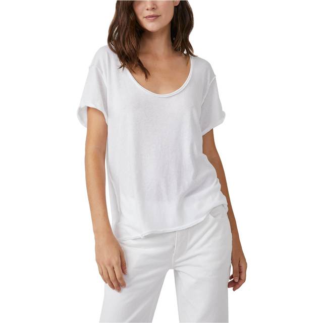 Free people dylan tee white womens ladies top t-shirt s small white brand