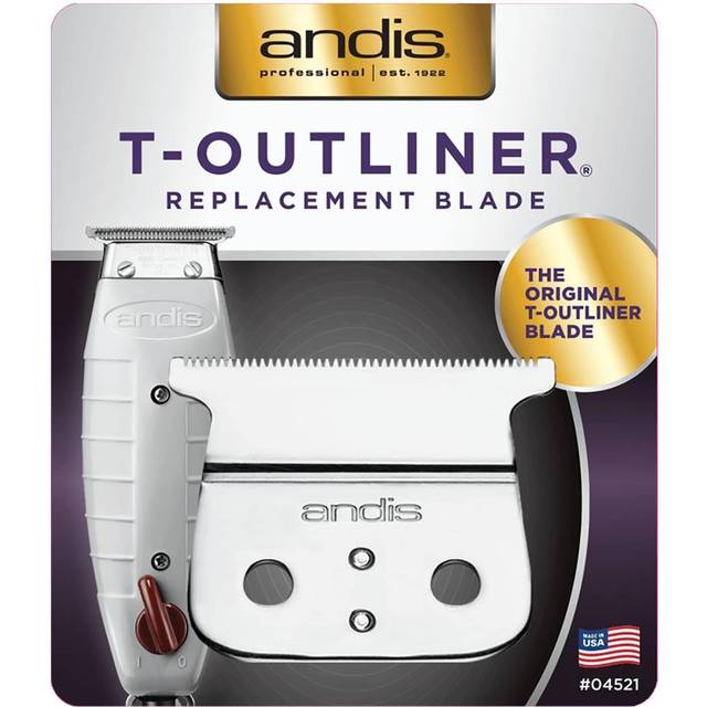Andis – 04521 Ersättande T-blad i kolstål för T-Outliner – Andis Model GTO, GO, SL, & SLS-trimmare – nära och skarp skärning, noll gappad, pålitligt blad med lång livslängd – silver