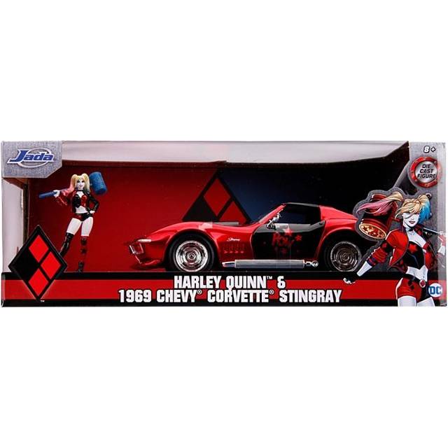 1969 Chevrolet Corvette Stingray with Harley Quinn Diecast Figurine &#34;DC Comics&#34; Series 1/24 Diecast Model Car by Jada