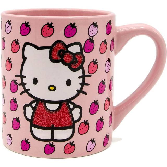 Hello Kitty Strawberries 14oz Glitter Ceramic Mug