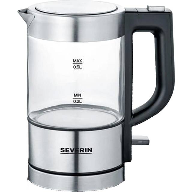 Severin 3472 Vattenkokare sladdlös, Överhettningsskydd Rostfritt stål (borstat), Svart Kapacitet: 0.5 l