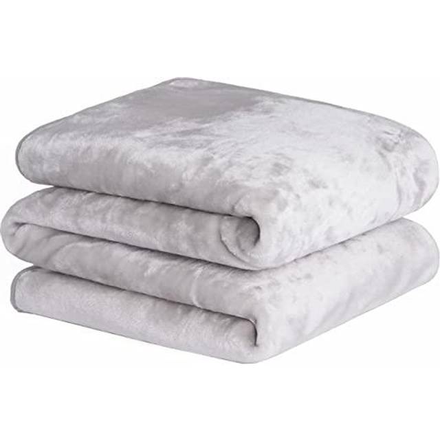 Dreamscene Mink Soft Faux Fur Throw Fleece Blanket - Silver / Medium - 150 x 200cm