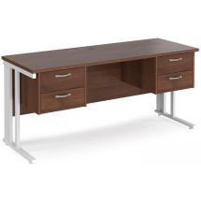 Dams Maestro 25 Straight Desk 1600mm X 600mm with Two X 2 Drawer Pedestals - Whi