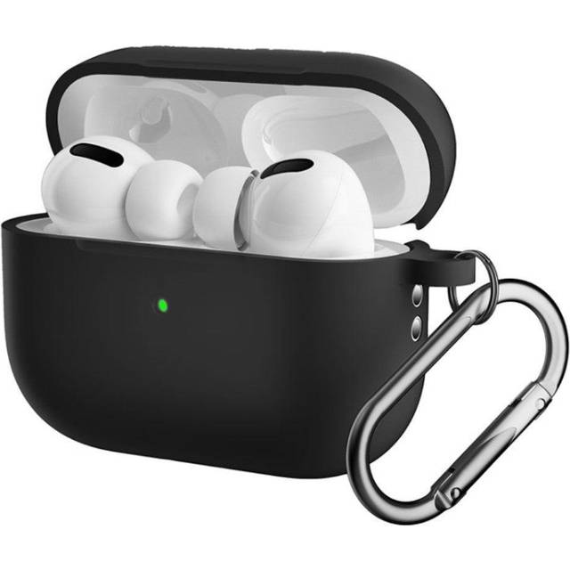 Apple Airpods Pro 2nd Gen (2022) Silikon Fodral med Karbinhake - Svart