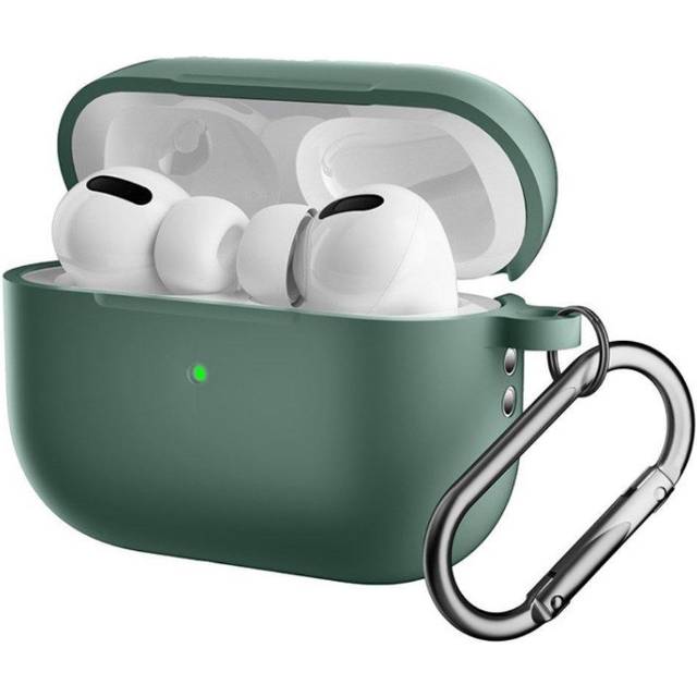Apple Airpods Pro 2nd Gen (2022) Silikon Fodral med Karbinhake - Grön