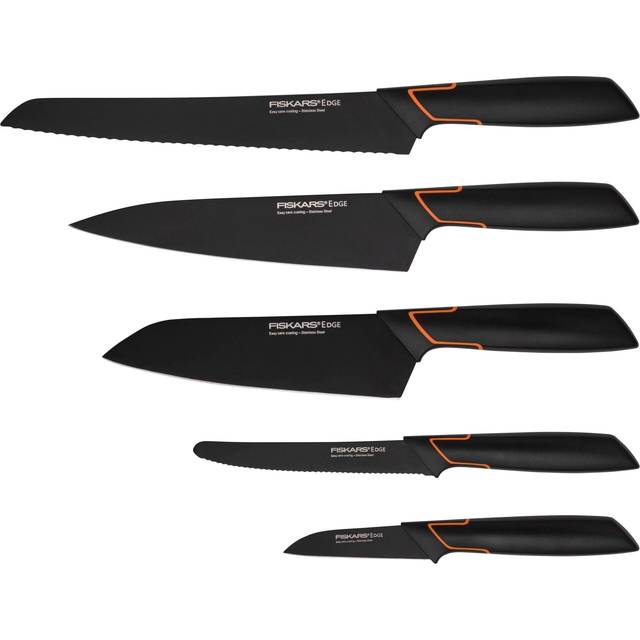 Fiskars Edge knife block with 5 knives black