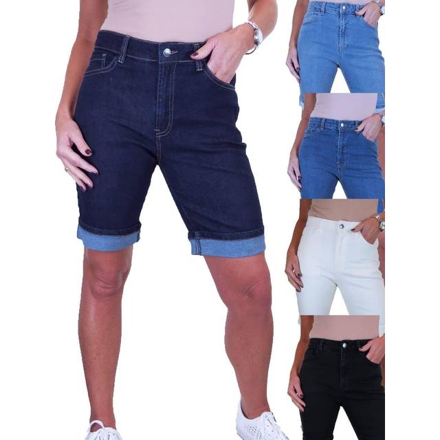 Slim Denim Bermuda Jean Shorts - Dark Indigo - 14