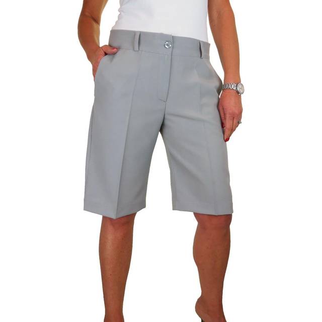 Smart Pleated Tailored Shorts - Light Grey - 22