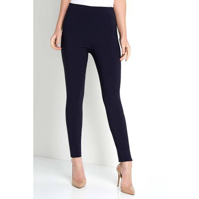 Full Length Elastic Waist Stretch Trousers - Navy - Size 10 - Roman