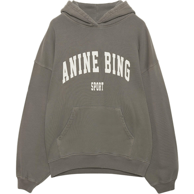 Anine Bing Harvey Cotton-Blend Hoodie - XS - Grey