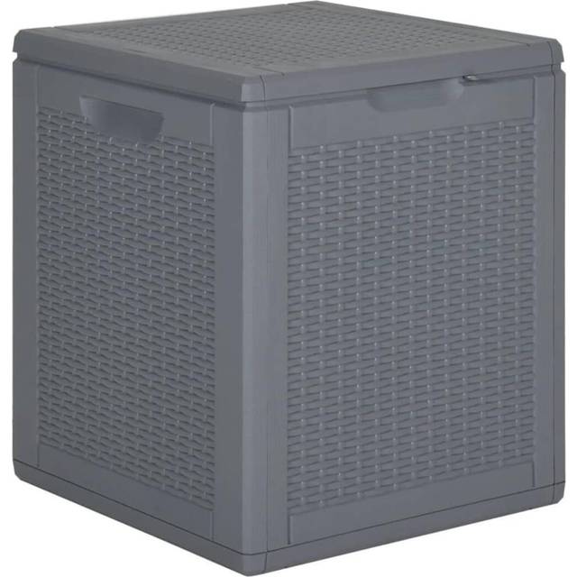 vidaXL Garden Storage Box Grey PP Rattan 90 L