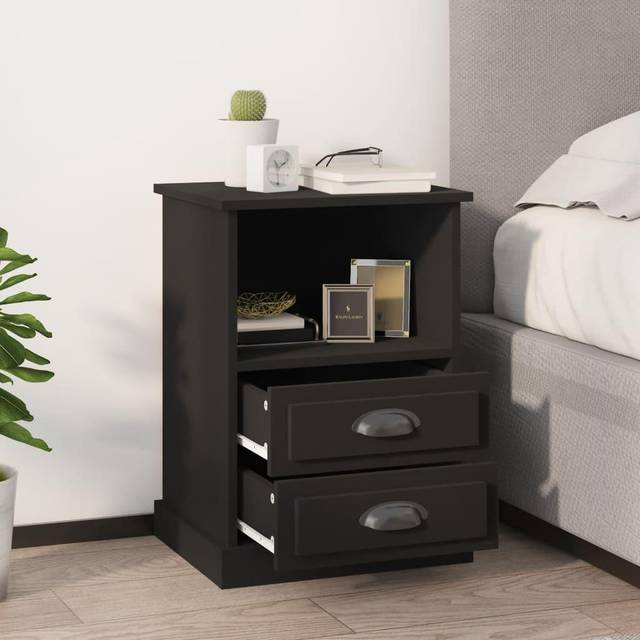 (black, 2 pcs) vidaXL Bedside Cabinets Side Table Nightstand Bedroom Bed Cabinet Bed Table