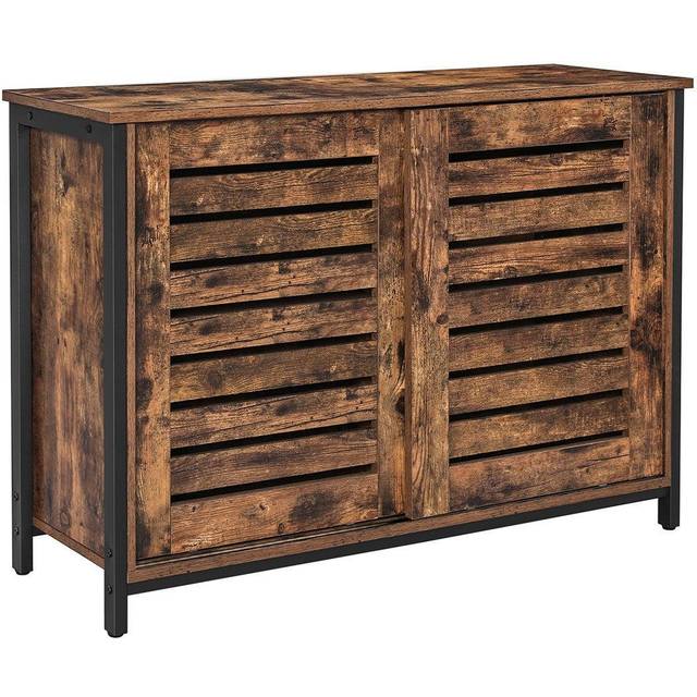 VASAGLE Sideboard, Kitchen Cabinet With Sliding Doors, Storage Cabinet, Living Room, Hall, Kitchen, Home Office, Steel Frame, Industrial Style, Rustic Brown A