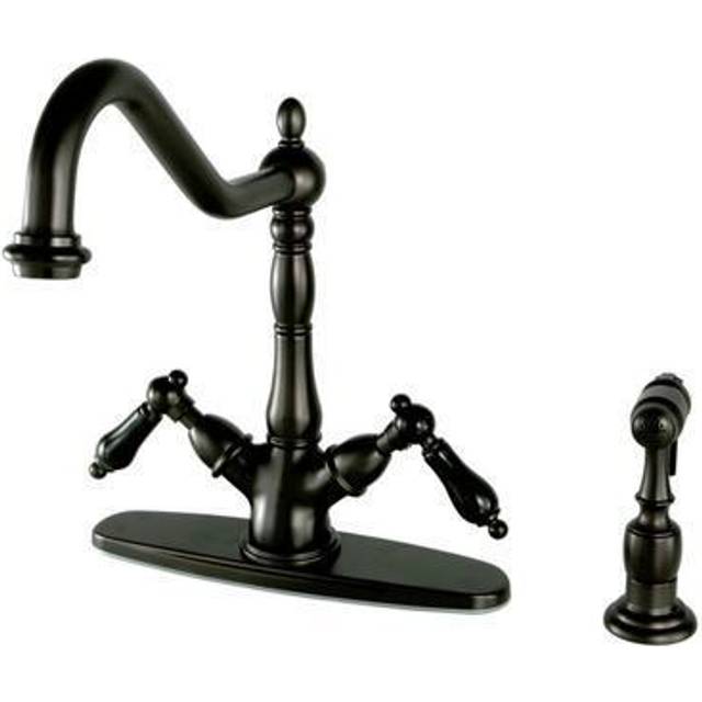 "Kingston Brass KS1235PKLBS 8"""" Centerset Deck Mount Kitchen Faucet wit"