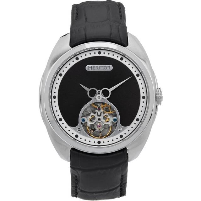Heritor Automatic Roman Semi-Skeleton Leather-Band Watch - Gold/Brown - Black - One Size