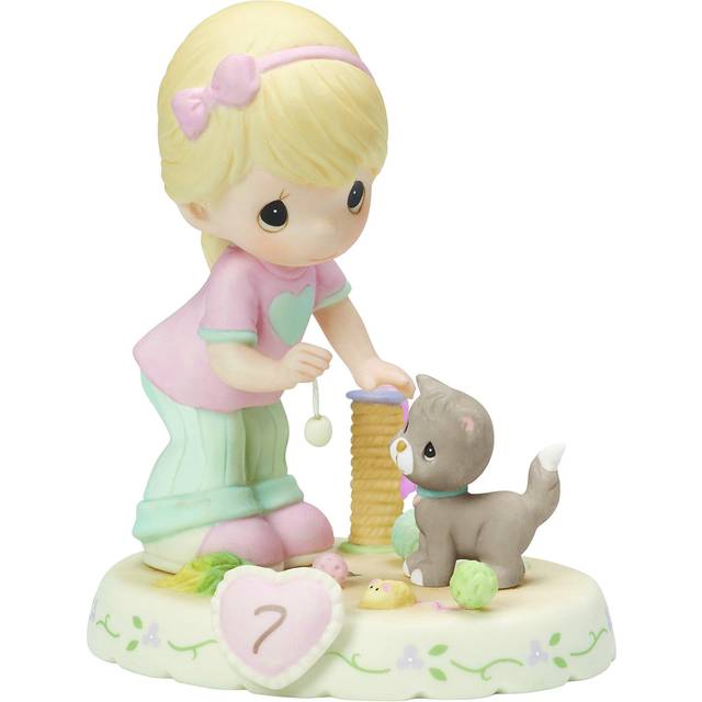 Precious Moments Growing in Grace Age 7 | Blonde Girl Bisque Porcelain Figurine | Birthday Gift | Birthday Collection | Room Decor & Gifts | Hand-Pain