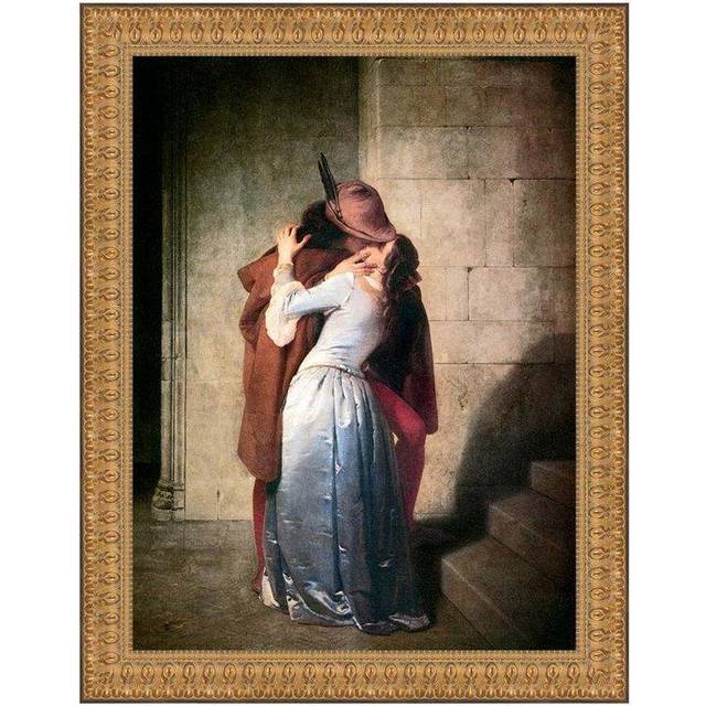 The Kiss Framed Canvas Replica Painting: Small