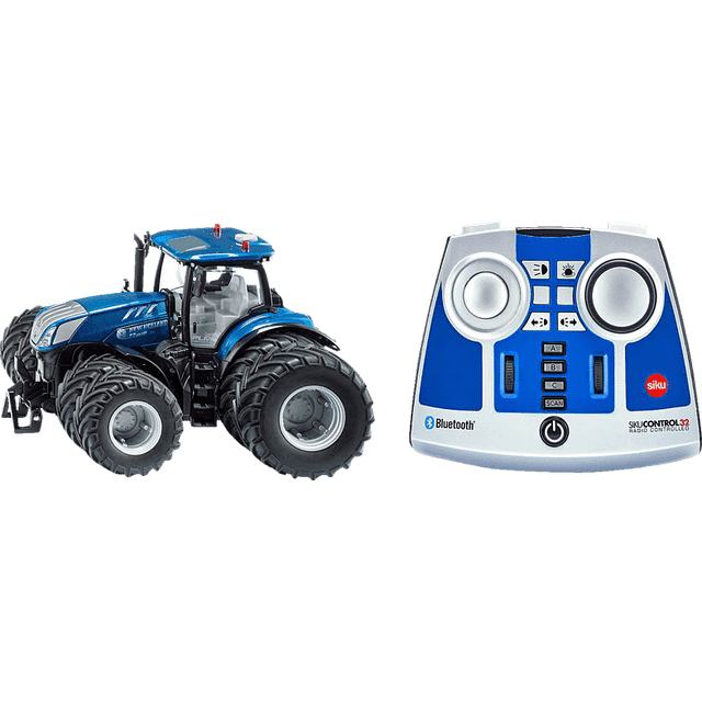 siku 6739, New Holland T7.315 Traktor, 1:32, Blau, Metall/Kunststoff, Ferngesteuert, Inkl. Bluetooth Fernsteuermodul, Mit abnehmbaren Doppelreifen, Steuerung via App möglich