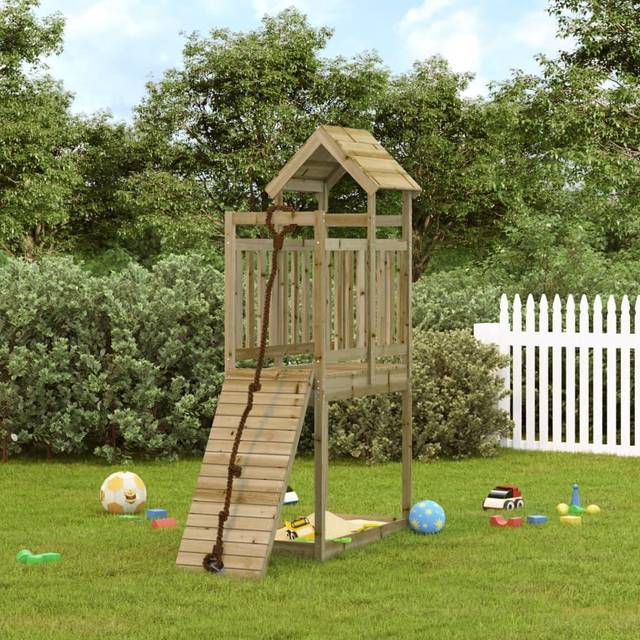 Playhouse with Climbing Wall Impregnated Wood Pine Vidaxl