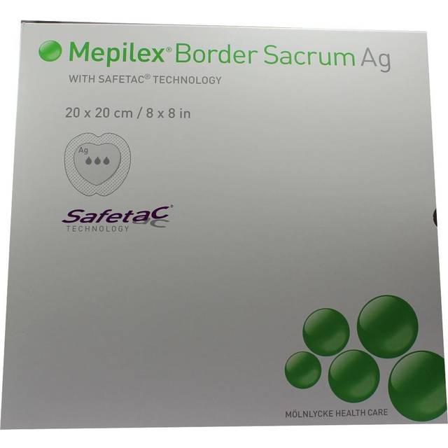 Skumförband silver silikon Mepilex B Ag - 20x20cm Sakrum Border - 5 st