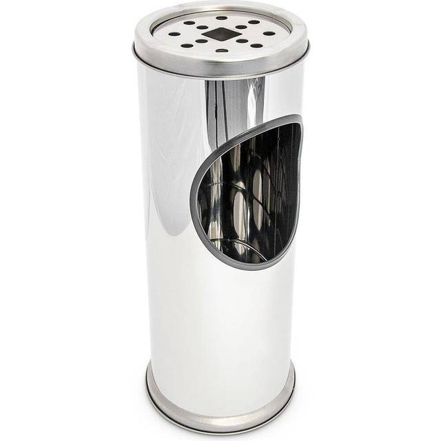 Relaxdays - Standing Ashtray, Stainless Steel Ash Tray, with Bin Container, Garbage, Rubbish, Metal, 37.5 cm Tall, Silver