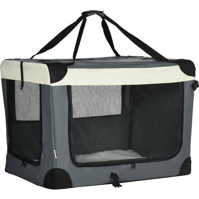 PawHut 81cm Grey Foldable Pet Carrier Bag Soft Travel Dog Crate for Medium Dogs | TJ Hughes