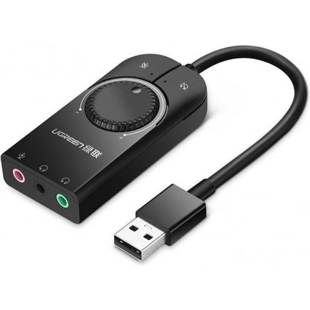UGREEN USB Extern Stereo Ljudkort Adapter, 15cm - Svart