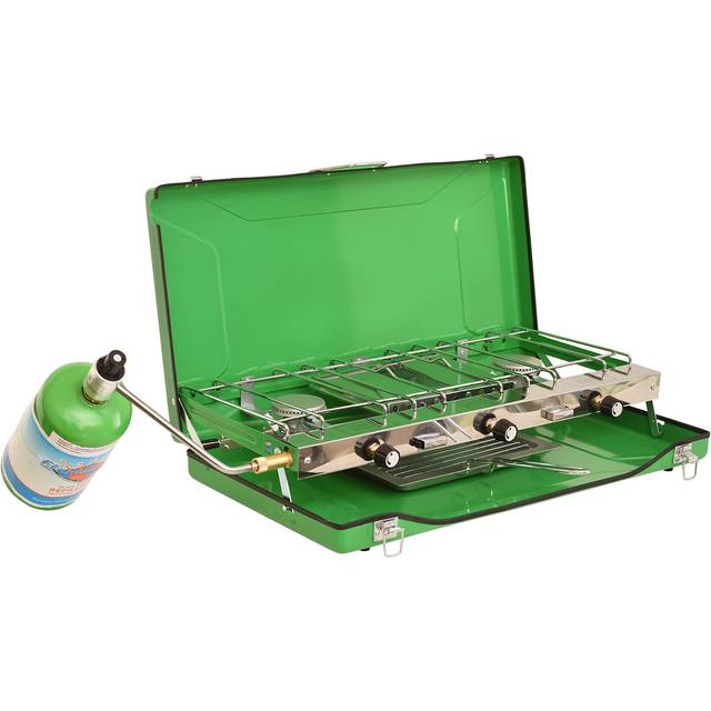 Flame King Portable 3 Burner Propane Gas Camping Stove w/Toast Tray for Camping, Tailgating, Backpacking