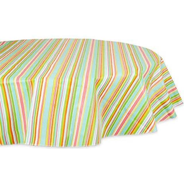 SPRING STRIPE VINYL TABLECLOTH 70 ROUND